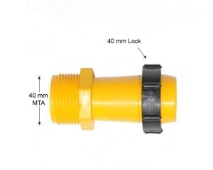 40 mm MTA to 40 mm Lock Adaptor, PVC Pipe Fitting Connector for Rain Hose, Pack of 1