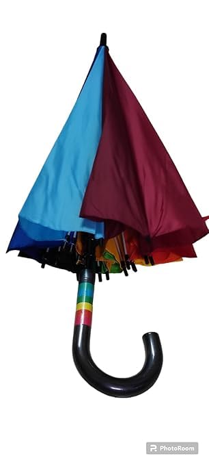 Rainbow Umbrella, Colorful Umbrella Sun Beach for Men and Women Foldable Colour Fashion Long Handle Straight Anti-UV Sun-Rain Stick