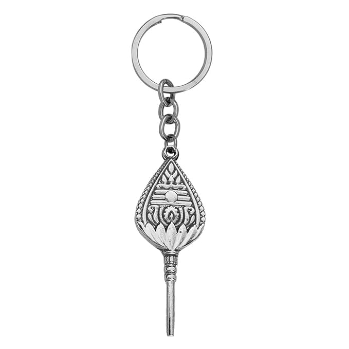 South Indian Lord Murugan Subrahmanya Vel Silver Metal Keychain & Keyring for Bikes Cars Bags Home Cycle Men Women Boys and Girls