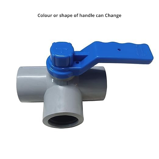 PVC Three-Way Ball Valve, Heavy-Duty Handle, Threaded Connections, 3 Inch (PACK OF 1)