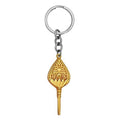 Gold Plated Lord Murugan Subrahmanya Vel Metal Keychain, Gold, Double-sided Design, Vel Spear Shape, Religious Hindu Deity Theme, 15 Grams