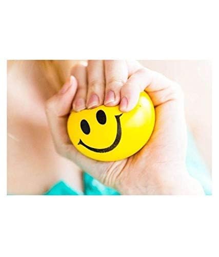 Stress Reliever Smiley Ball, Yellow Emoji Happy Smiley Face Squeeze Ball Perfect for Stress Relief, Hand Exercise, Playing (Yellow) Pack of 1