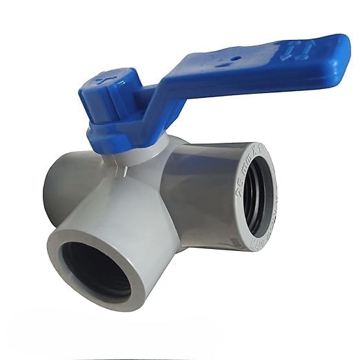 PVC Three-Way Ball Valve, Heavy-Duty Handle, Threaded Connections, 3 Inch (PACK OF 1)