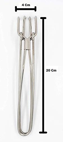 Stainless Steel Kitchen Tong, 20 cm Traditional Indian Style, Polished Finish, Dishwasher Safe Utensil Holder with Wire Lifter(PACK OF 1)