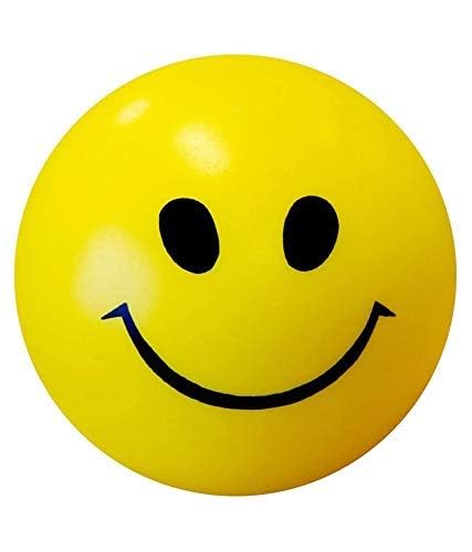 Stress Reliever Smiley Ball, Yellow Emoji Happy Smiley Face Squeeze Ball Perfect for Stress Relief, Hand Exercise, Playing (Yellow) Pack of 1