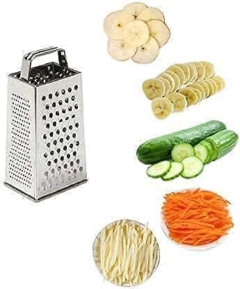 Stainless Steel Multi Purpose Slicer and Grater (Peeler, Masher, Grater, Cutter, Miller, Squeezer) for Vegetables - 4 Sided Multi Function pack of 1