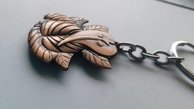 Ganesh Ganpati Dual Sided Keychain, Metal, Gold, Vel Spear Shape, Religious Hindu Deity Theme, Heavy Duty Keyring for Men and Women