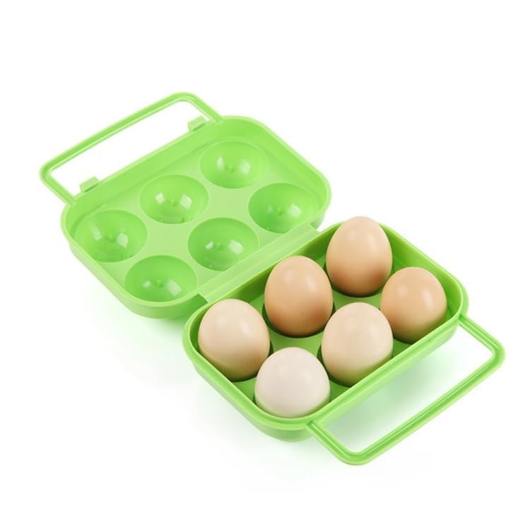 Multicolor Egg Storage Container, Hard Plastic, 6-Egg Capacity, Rectangular Shape, Modern Style, Portable Design, Glossy Finish, Random Color, 15x10x8cm
