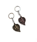 Hindu God Lord Ganesha Ganpati Leaf Metal Keychain, Gold, Vel Spear Shape, Double-sided Design, Pack of 2