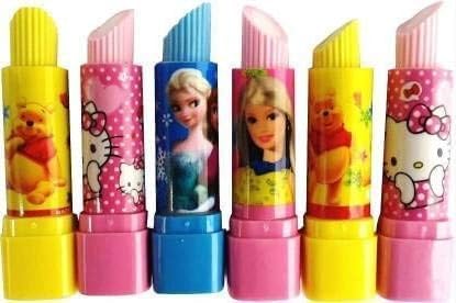 Lipstick Shape Eraser for Kids, White, Rubber, Rectangular, 2 Count, Ink Erasing, 12x2 cm