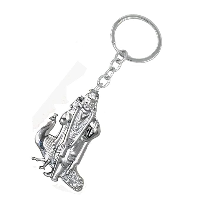 Lord Murugan Kartikeya Skanda Kumara Metal Silver Plated Decorative Gifting Key Chain