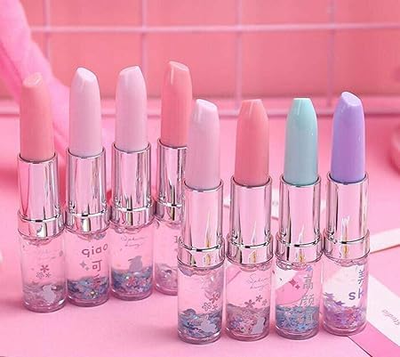 Lipstick Shape Blue Pen for Kids, Cute Gel Pen, Random colour, Pack of 1