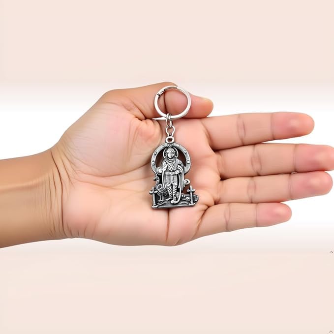 Lord Murugan Vel Metal Double-Sided Keychain | Subramanya Religious Key Ring | Hindu God Spiritual Keychain for Car, Bike & Home Keys
