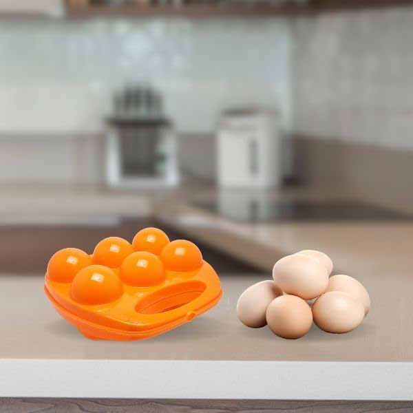 Multicolor 6-Egg Storage Tray, Hard Plastic Refrigerator Container, Random Colour Kitchen Organizer, 1 Set