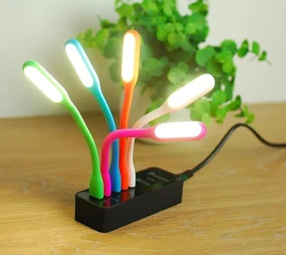 Adjustable Angle USB LED Light, Bendable Portable Lamp for Power Bank, Laptop, Keyboard, Reading, Multicolor (Set of 2)