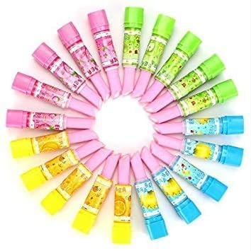 Lipstick Shape Eraser for Kids, White, Rubber, Rectangular, 2 Count, Ink Erasing, 12x2 cm