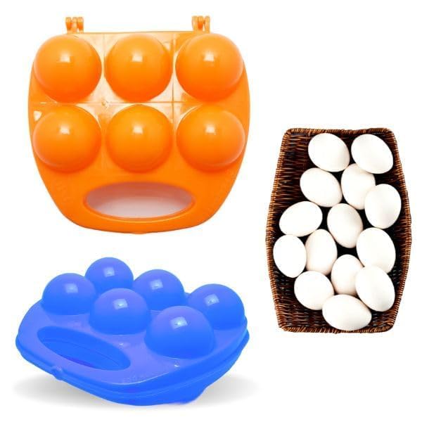 Fasmart 6-Egg Storage Tray, Hard Plastic Refrigerator Container, Random Colour Kitchen Organizer, 1 Set