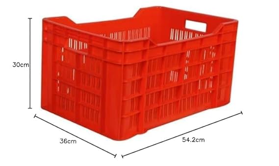 Plastic Crate Multipurpose, Vegetable and Fruit Storage Organizer for Home, Strong and Durable, 54.2 x 36 x 30 cm, Pack of 1