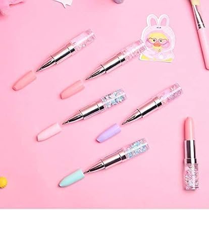 Lipstick Shape Blue Pen for Kids, Cute Gel Pen, Random colour, Pack of 1