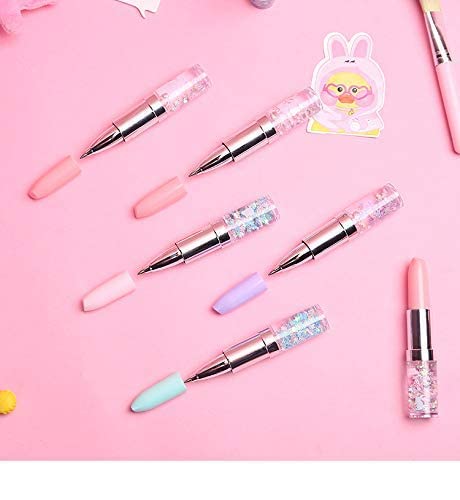 Lipstick Shape Blue Pen for Kids, Cute Gel Pen, Random colour, Pack of 2