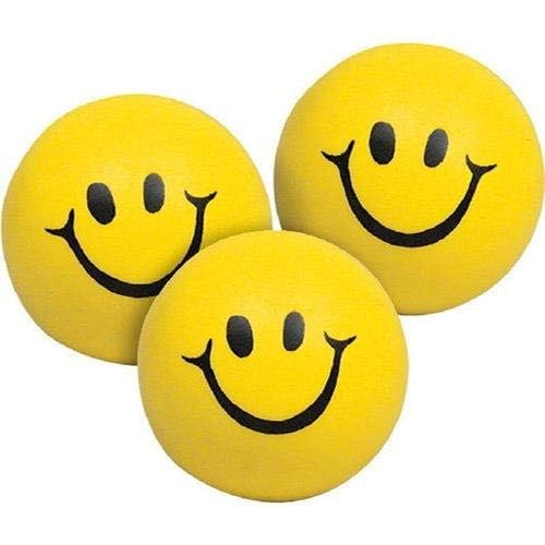 Stress Reliever Smiley Ball, Yellow Emoji Happy Smiley Face Squeeze Ball Perfect for Stress Relief, Hand Exercise, Playing (Yellow) Pack of 1