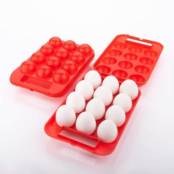 (Pack of 2 12 Cavity Egg tray Portable Plastic Egg Holder Carrier Storage Box Egg Tray for 12 Eggs Egg Storage Box