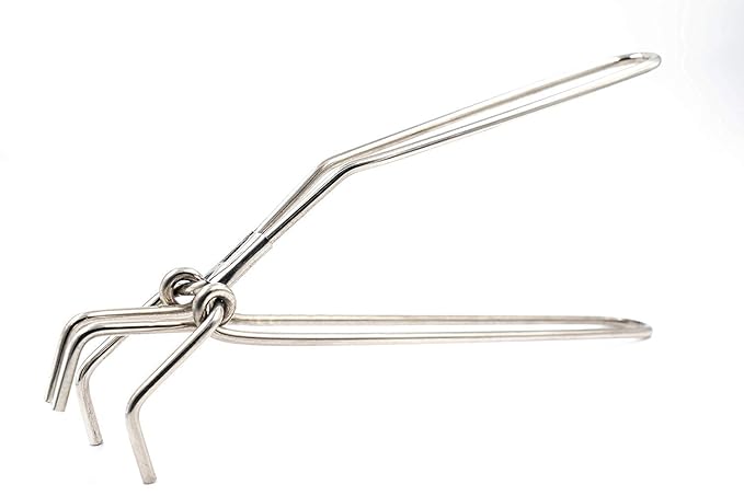 Stainless Steel Kitchen Tong, 20 cm Traditional Indian Style, Polished Finish, Dishwasher Safe Utensil Holder with Wire Lifter(PACK OF 1)