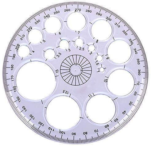 360 Degree Protractor, Circle Drawing Template, Multicolour Plastic, 13 Centimeters, Geometric Style, for Mandala Art