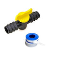 Plastic Drip Irrigation Accessories 16mm Straight Connector with Tap and 1pc Teflon Tape for Plumbing and Water Leak (Colour May Vary) -30 Pieces