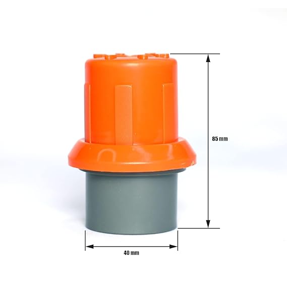 40 mm/ 1.25" Drip Irrigation Flush Valve, Virgin PVC Orange