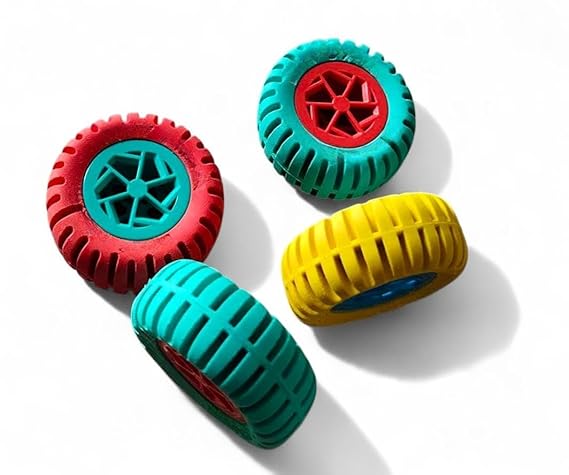 Wheel Shaped Erasers, 2 Inch, Multi Color, Pack of 4
