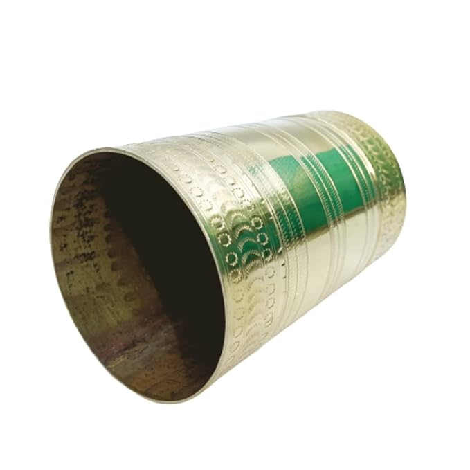 Traditional Brass Rice Measuring Cup, Gold Color, 1.0L Capacity, 400g Weight, Padi Uzhakku Nira para Changazhi for Grains and Paddy (PACK OF 1)