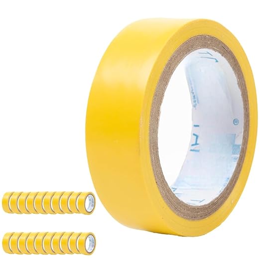 Insulation Tape Premium Electrical Tape - Yellow, 17mm Weather Proof, Moisture & Fire Resistant, Excellent Elasticity, Durable, Good Grip and Strong Adhesion (Pack of 5)