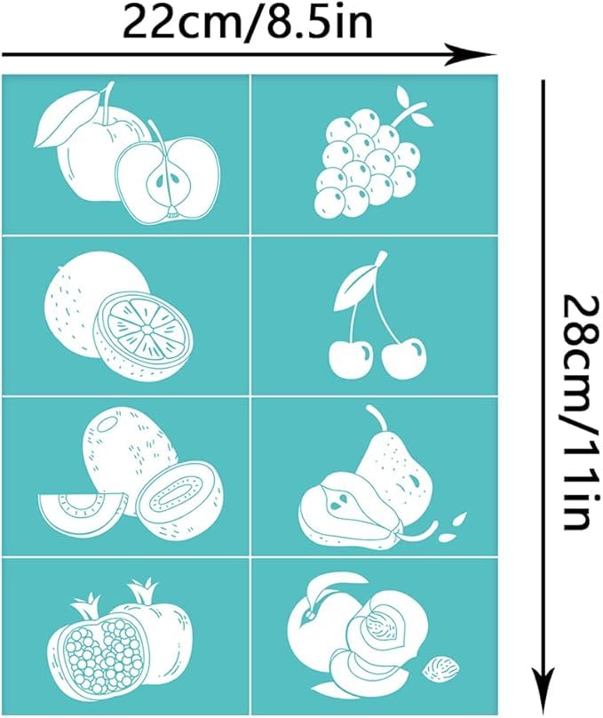 Fruit and Vegetable Wall Stencil for Painting, Multicolour, 16 x 24, Pack of 2
