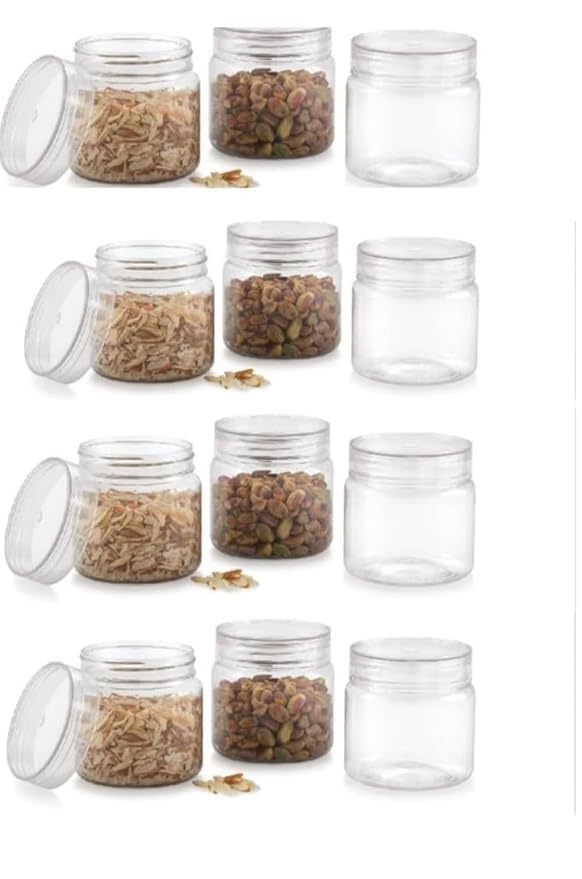 Smart Kitchen Storage Unbreakable Plastic Pet Jars And Containers With Transparent Lid For Grocery,Snacks, Candy (6 pcs)