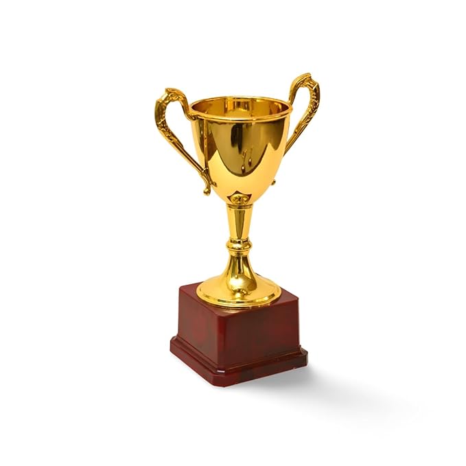 Gold Cup Trophy, Green Nylon, 3 Inch, for Sports Events and Functions, Pack of 1