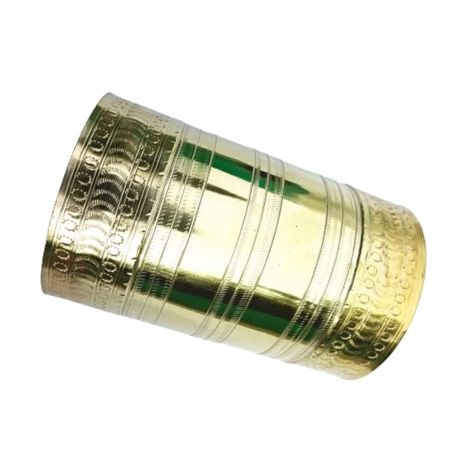 Traditional Brass Rice Measuring Cup, Gold Color, 1.0L Capacity, 400g Weight, Padi Uzhakku Nira para Changazhi for Grains and Paddy (PACK OF 1)