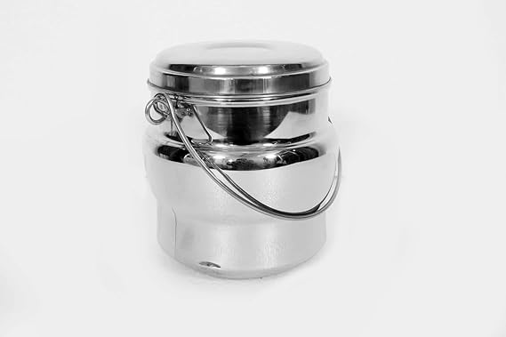 Milk Can for Ghee & Oil, 300ml, Silver, Stainless Steel, Cylindrical, Airtight Seal, 1 Piece