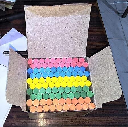 Chalks for Blackboards, Greenboard, Cement Floors, Multi Color, 25 Pieces