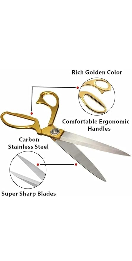 Stainless Steel Tailoring Scissors Gold and Silver Size- 9.5 Inch Pack of-1 Pcs.