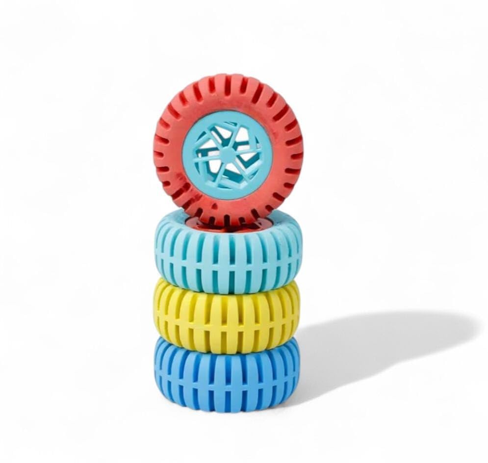 Wheel Shaped Erasers, 2 Inch, Multi Colorful, Pack of 2