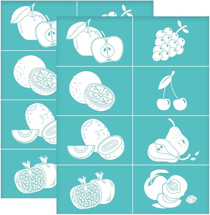 Fruit and Vegetable Wall Stencil for Painting, Multicolour, 16 x 24, Pack of 2