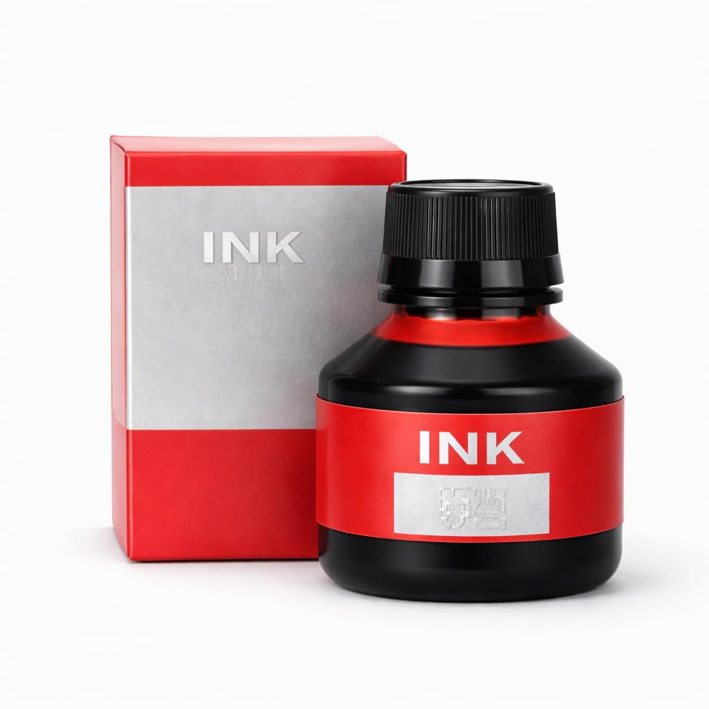 Fountain Pen Ink, Red, 60ml Bottle, Quick-Dry, Long-Lasting, Smooth Writing