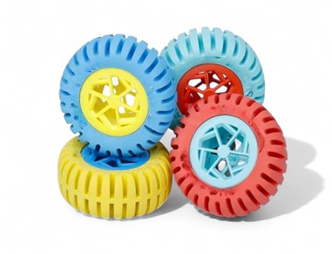 Wheel Shaped Erasers, 2 Inch, Multi Color, Pack of 4