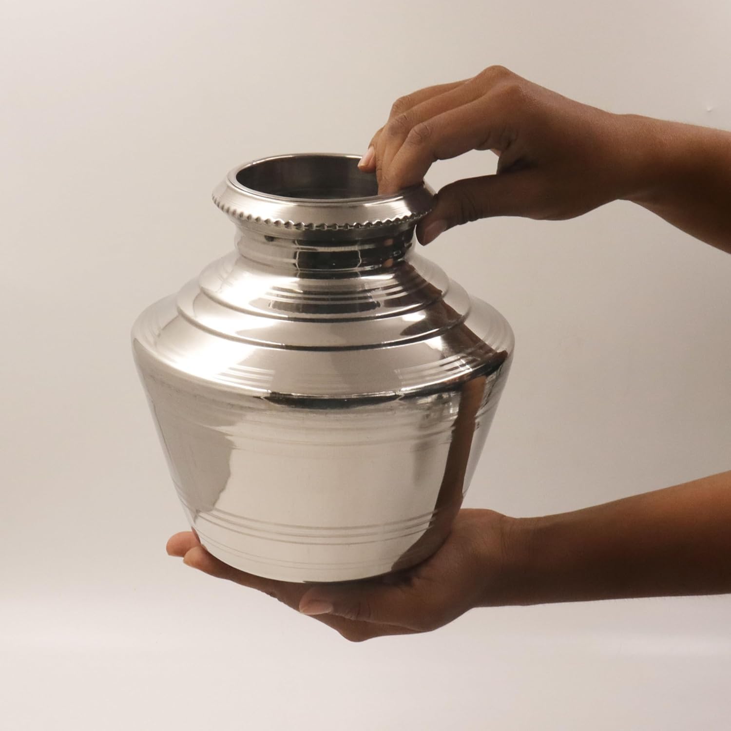 Stainless Steel Pooja Kalash, Water Pot, Kudam for Ceremonies, Theertha Kudam, Ghada Utensil, Pack of 1