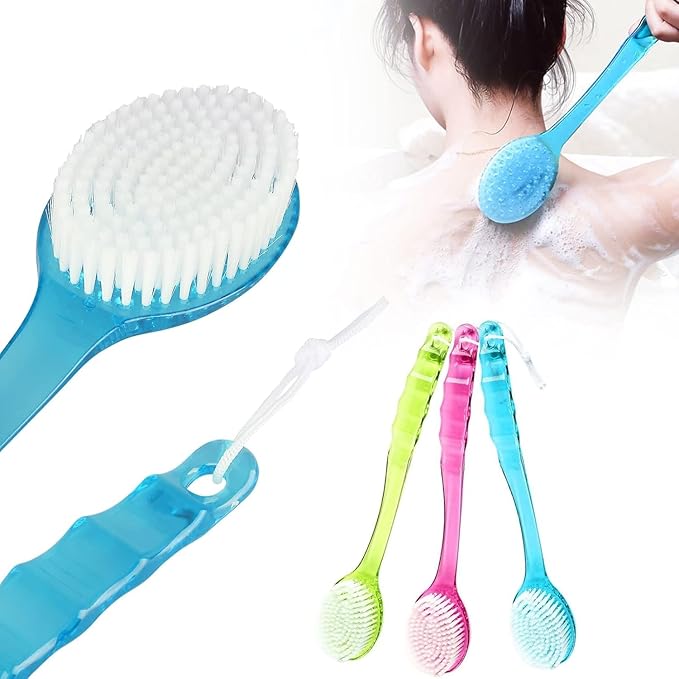 Long Handle Soft Bristles Exfoliating Bath Brush for Cleanse & Massage, Multicolour, Pack of 1
