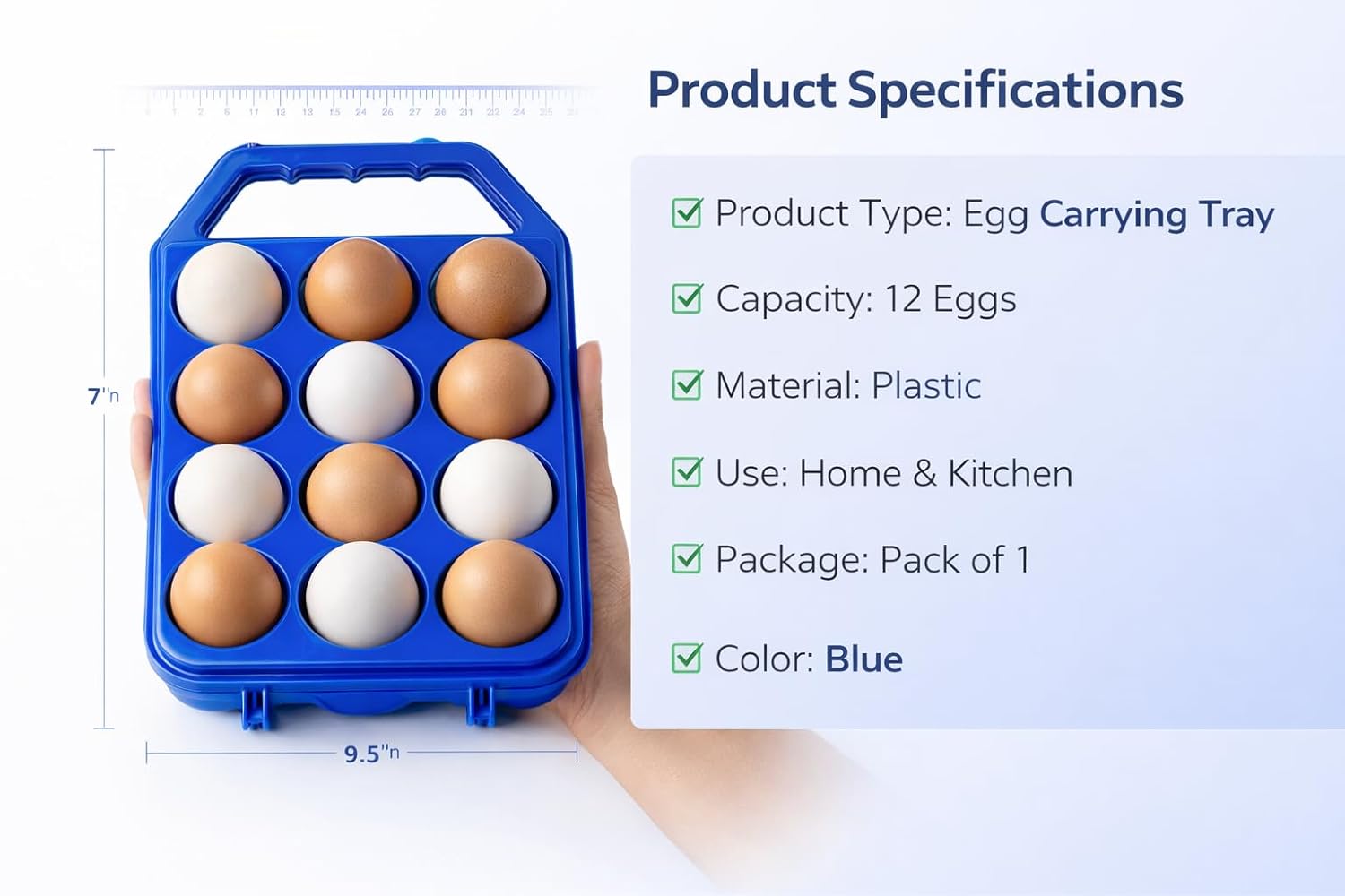 Plastic Eggs Tray Carry Holder For Home and Kitchen use Egg Box 12 Pieces Egg Carrying Tray Plastic (multicolor, Pack of 1)