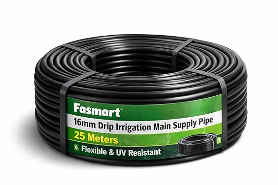 16mm Drip Irrigation Main Supply Pipe – 25 Meter Roll | Flexible LDPE Garden Watering Tube | UV Resistant | Leakproof | Ideal for Terrace Garden, Lawn & Agriculture pack of 1