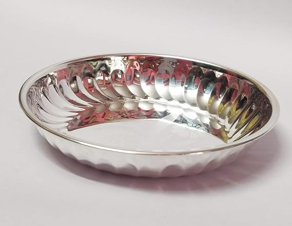 White Metal German Silver Plates, 5.5 Inches, Silver Plated for Pooja, Wedding, Housewarming, Pack of 1