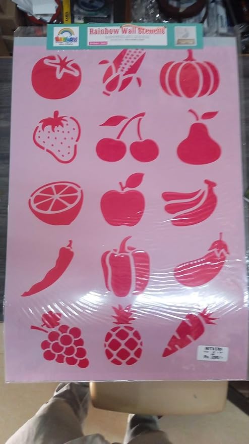 Fruit and Vegetable Wall Stencil for Painting, Multicolour, 16 x 24, Pack of 2